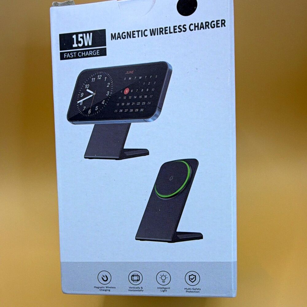 15W Magnetic Qi Wireless Charger Stand Fast Charge Desktop Matte Black 1.2m